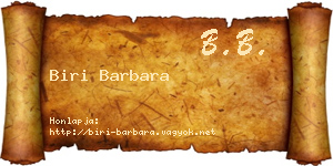 Biri Barbara névjegykártya